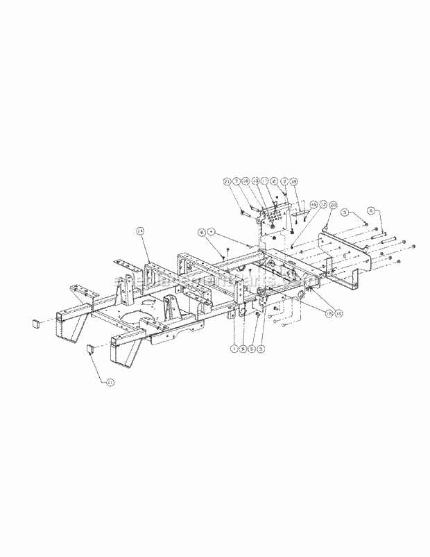 Frame Assembly Diagram and Parts List for M54-KW 53AI8CTW750-23HP-OHV Cub Cadet Lawn Tractor